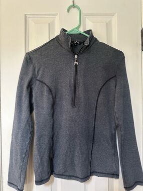 Goode Rider Charcoal Quarter-Zip Performance Sweater